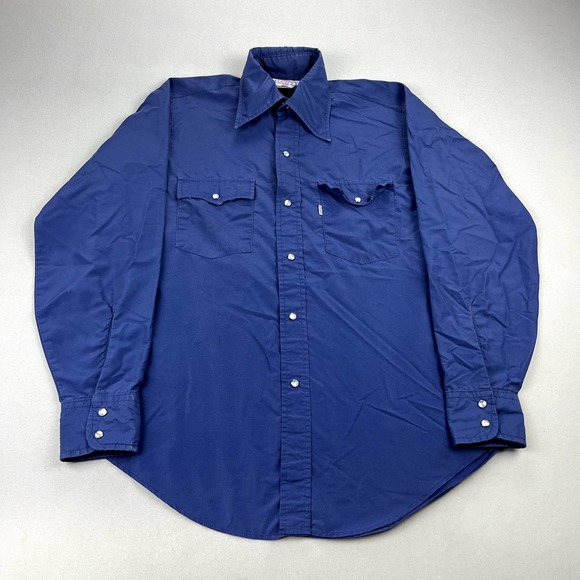 Levi's Other - Vintage Levis Ski Button Up Shirt Mens Medium Navy Blue Pearl Snap Made USA 80s